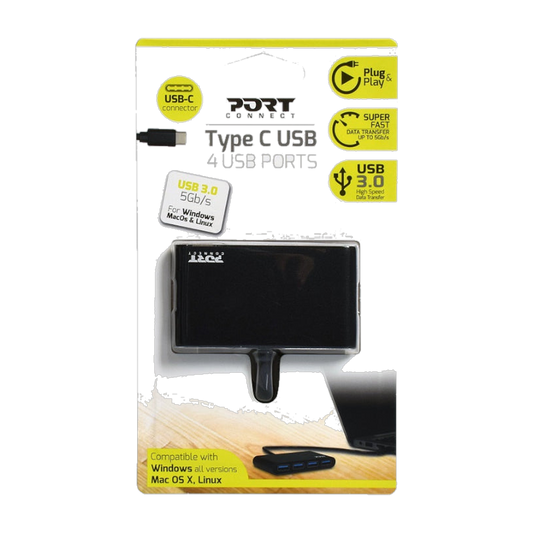 Port USB Type-C to 4xUSB3.0 30cm 4 Port Hub