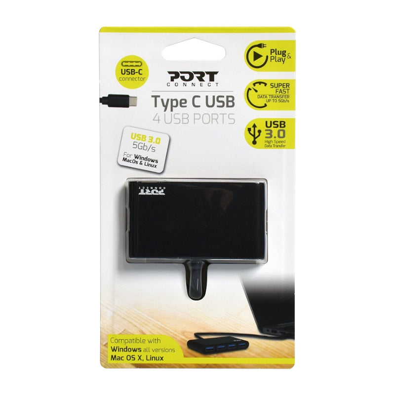 Port USB Type-C to 4xUSB3.0 30cm 4 Port Hub