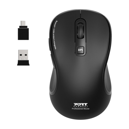 Port Mouse Essential Rechargable BT & RF Black 3 Year Warranty