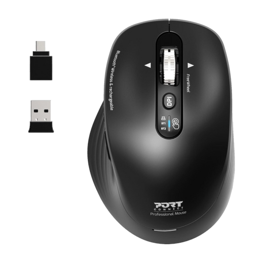 Port Mouse Business Rechargable BT & RF Black 3 Year Warranty