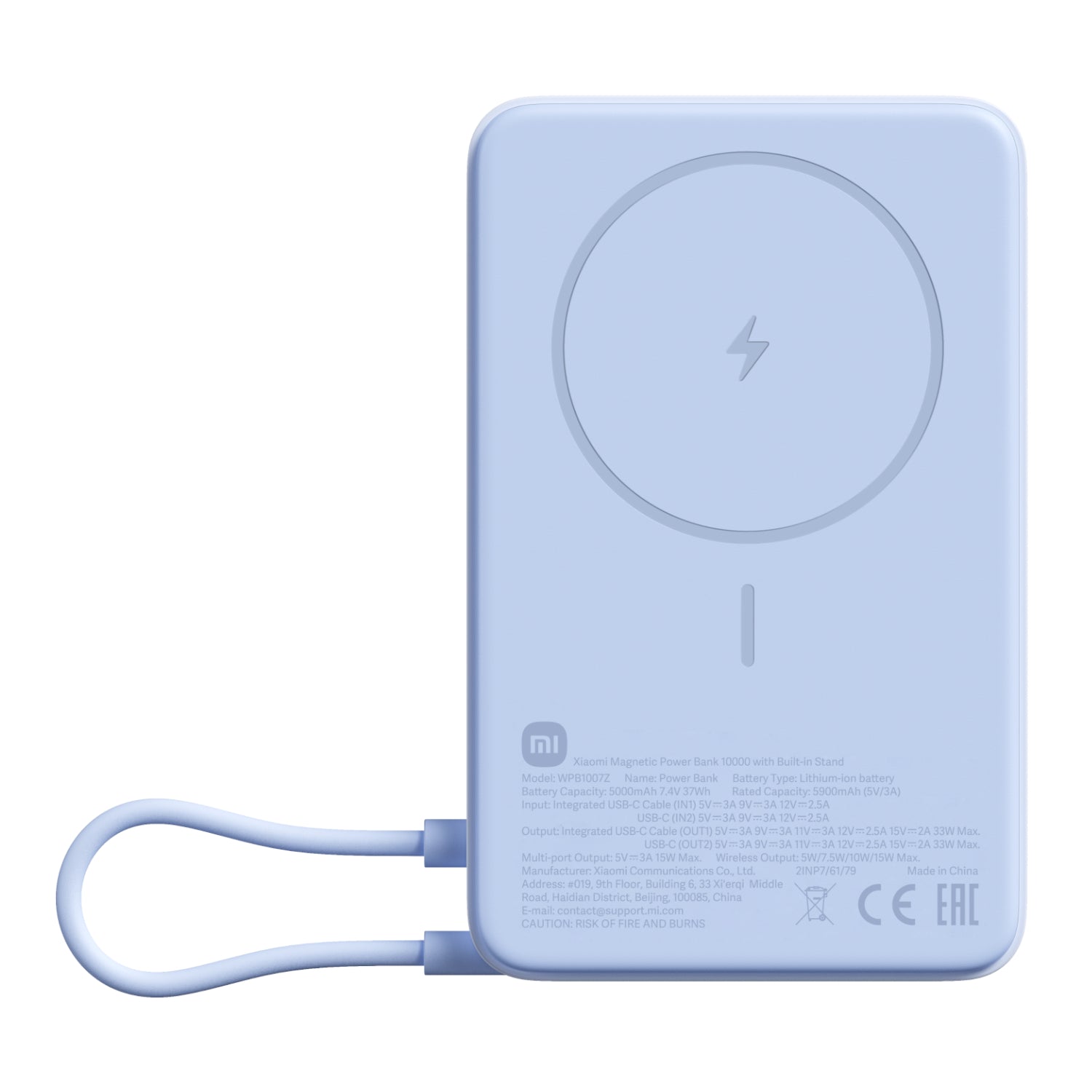 Xiaomi Magnetic Power Bank 10000 with Built-in Stand Blue