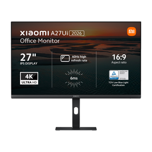 Xiaomi A27Ui-EU 4K UHD 2160P IPS Monitor (60Hz, 6ms, 16:9, HDMI/DP, USB2.0x2, USB-C, Audio & VESA Mount)