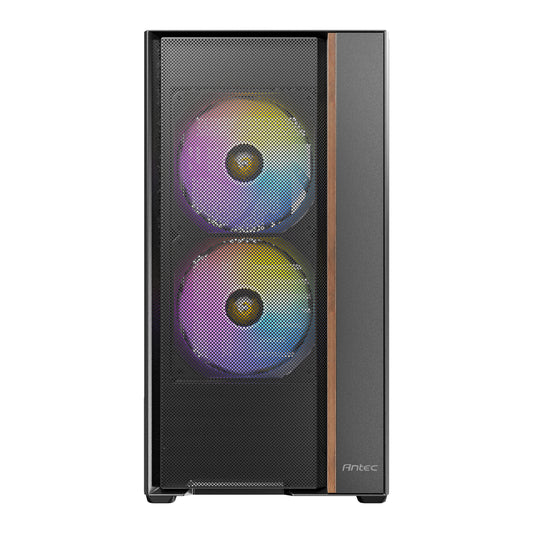 Antec FLUX E-ATX | ATX | Micro-ATX | ITX Mid-Tower Gaming Chassis Wood Front Panel- Black