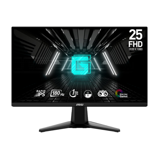 MSI G255F 25" Gaming Monitor 1920x1080 (FHD) Rapid IPS 1ms 180Hz Adaptive Sync HDMI Displayport Black