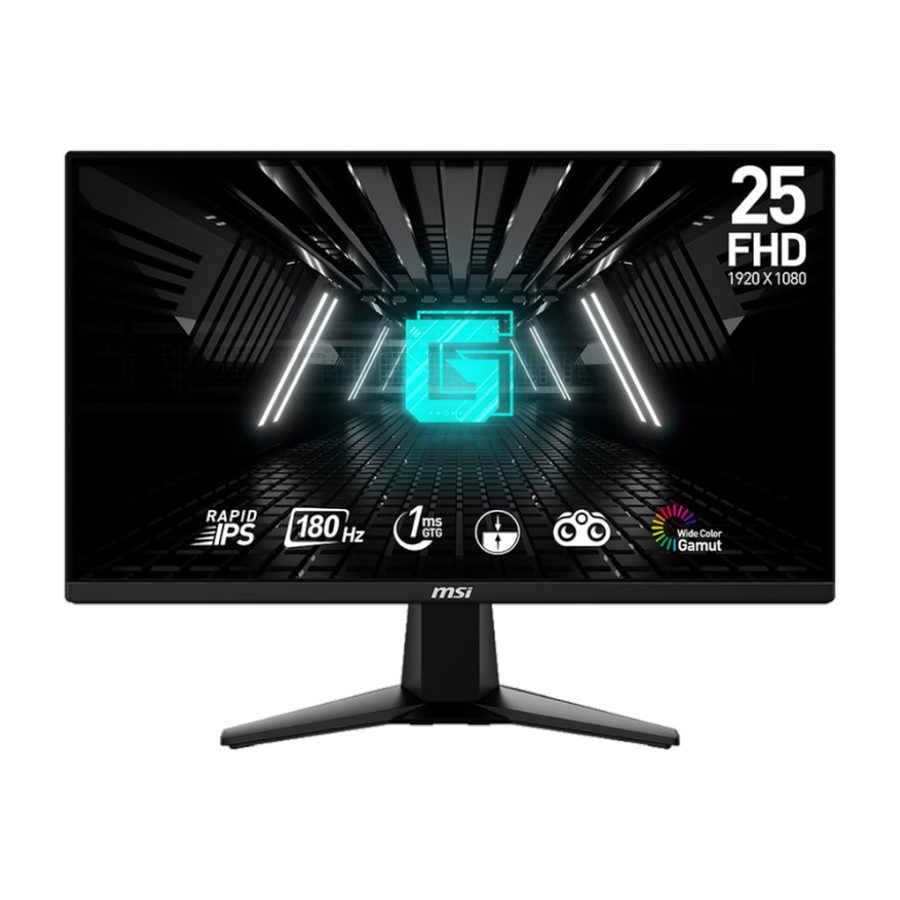 MSI G255F 25" Gaming Monitor 1920x1080 (FHD) Rapid IPS 1ms 180Hz Adaptive Sync HDMI Displayport Black
