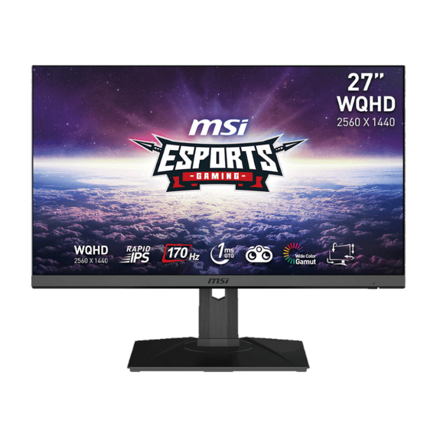 MSI G272QPF 27" Gaming Monitor 2560 x 1440 (QHD) Rapid IPS 1ms 170Hz G-Sync Compatible HDR Ready HDMI Displayport Tilt Swivel Height Adjustable Pivot