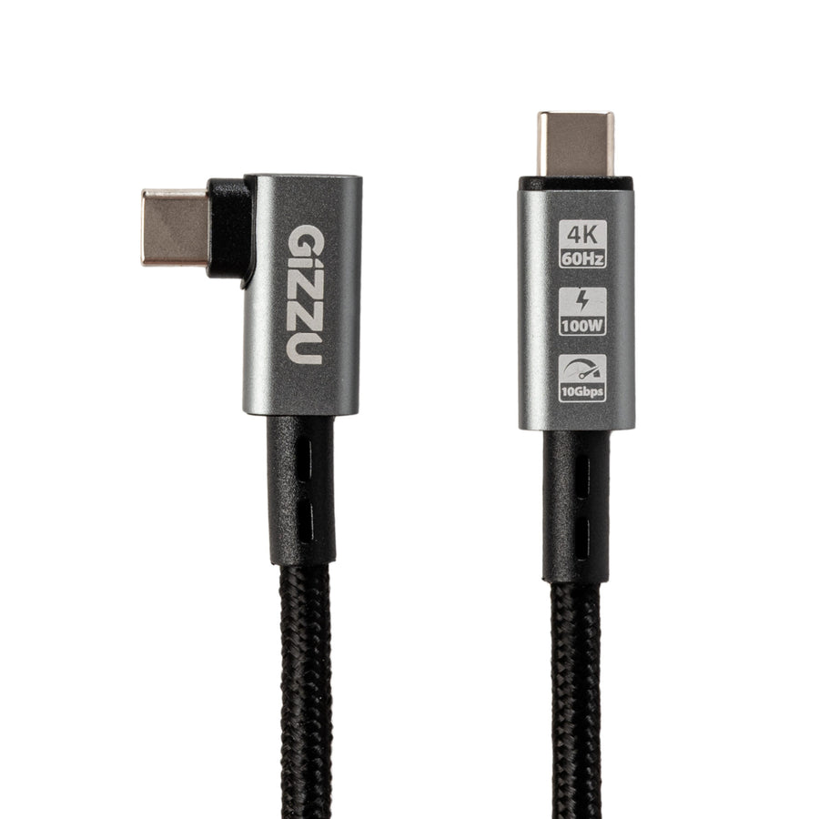 Gizzu Type-C 3.2 to Type-C 10Gbps 100W Angled Cable 1M Poly