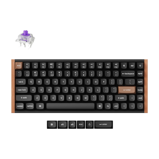Keychron K2 HE 75% Magnetic Switch Hot-Swap Gateron Dbl-Rail Nebula Switch RGB Wireless Keyboard - Black (Wood + Al)