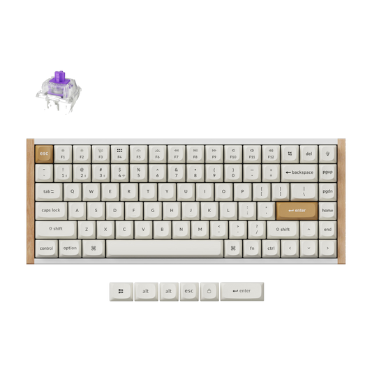 Keychron K2 HE 75% Magnetic Switch Hot-Swap Gateron Dbl-Rail Nebula Switch RGB Wireless Keyboard - White (Wood + Al)