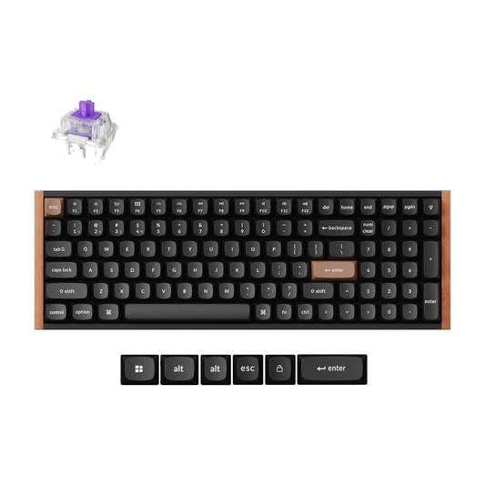 Keychron K4 HE 96% Magnetic Switch Hot-Swap Gateron Dbl-Rail Nebula Switch RGB Wireless Keyboard - Black (Wood + Al)