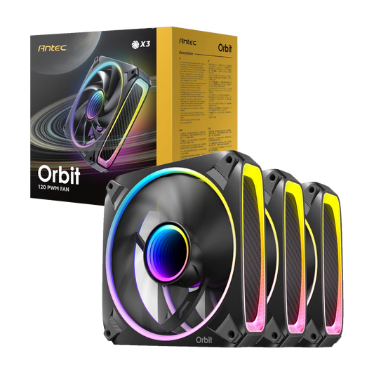 Antec ORBIT PWM 120mm ARGB Infinity Mirror Case Fan 3 Pack Black