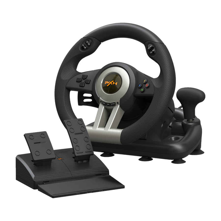PXN V3 Pro 180 degree vibration steering wheel with 2-pedals (black)