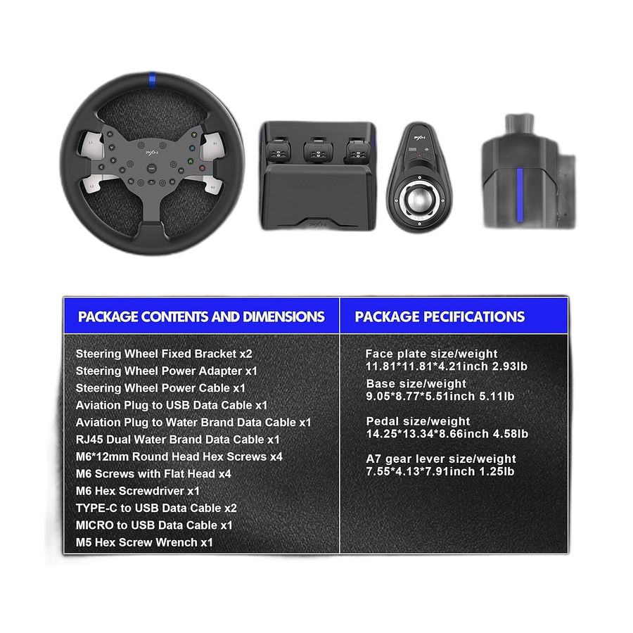 PXN V99 270/900 degree FFB racing wheel with pedals/shifter