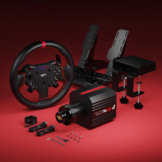 PXN VD4 Direct Drive Bundle 4nm FFB, W AS Steering Wheel, PD HM 2 Pedals (PD HM Brake&Throttle), and Z8 table clamp