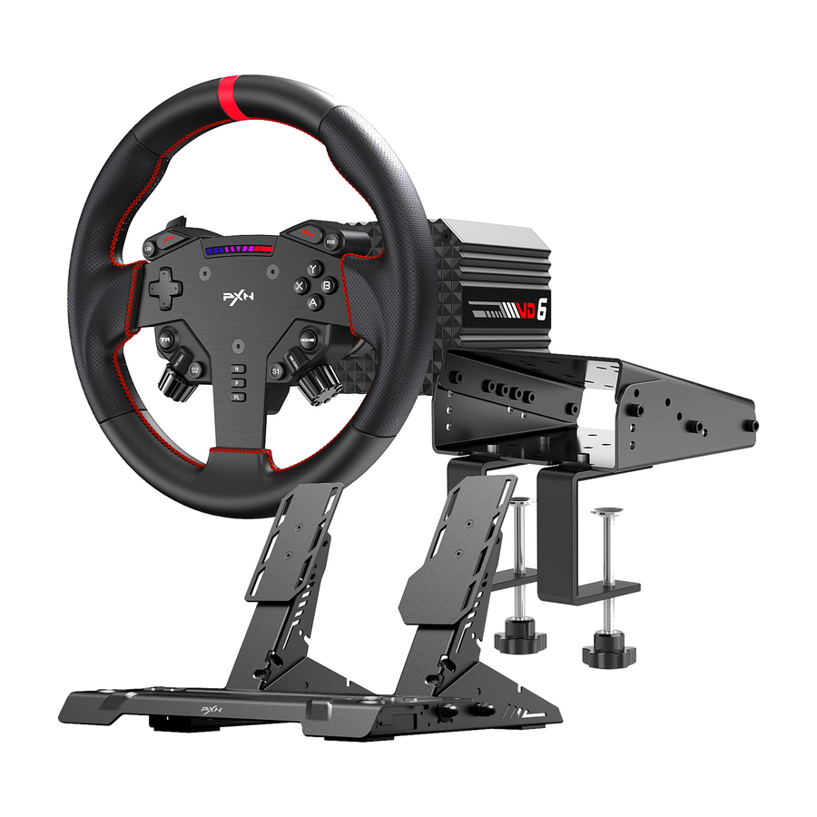 PXN VD6 Direct Drive Bundle 6nm FFB, W AS Steering Wheel, PD HM 2 Pedals (PD HM Brake&Throttle), and Z9 table clamp