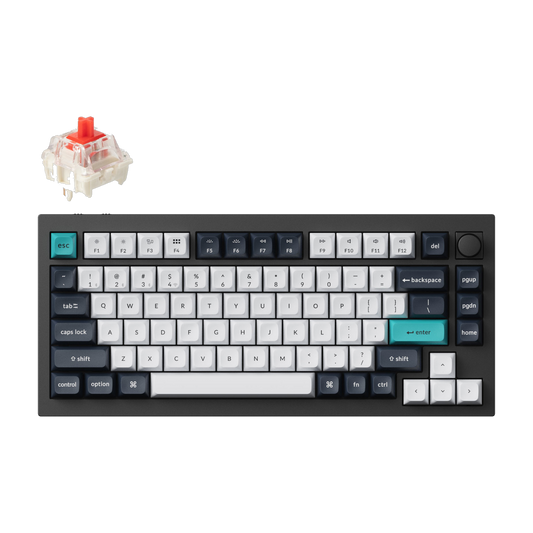 keychron Q1 Max ANSI 75% layout 81 Key Carbon Black Full Assembled Knob Red Switch RGB Hot-Swap Gateron Jupiter Wireless / Wired / 2.4GHz Normal Profile QMK Custom Keyboard