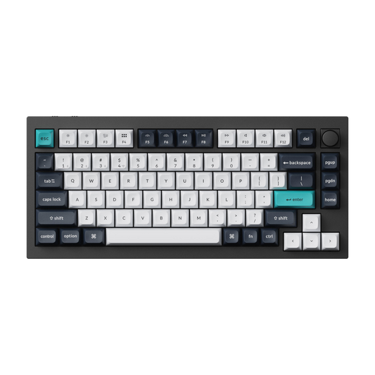 keychron Q1 Max ANSI 75% layout 81 Key Carbon Black Full Assembled Knob Red Switch RGB Hot-Swap Gateron Jupiter Wireless / Wired / 2.4GHz Normal Profile QMK Custom Keyboard