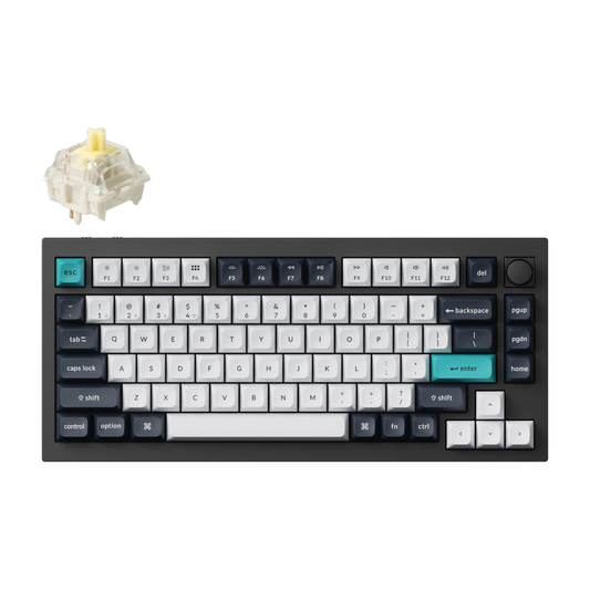 keychron Q1 Max ANSI 75% layout 81 Key Carbon Black Full Assembled Knob Banana Switch RGB Hot-Swap Gateron Jupiter Wireless / Wired / 2.4GHz Normal Profile QMK Custom Keyboard
