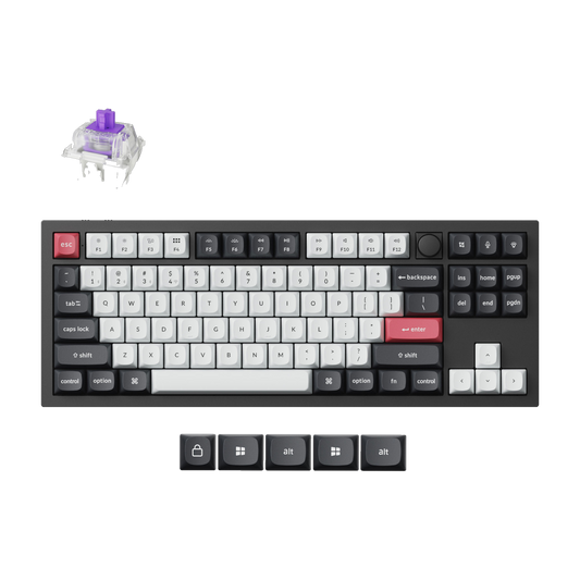 keychron Q3 HE ANSI 80% TKL 87 Key Carbon BlackOSA Full Assembled Knob Magnetic Switch RGB Hot-Swap Gateron Double-Rail Magnetic Nebula Switch Wireless / Wired / 2.4GHz Normal Profile QMK Custom Keyboard