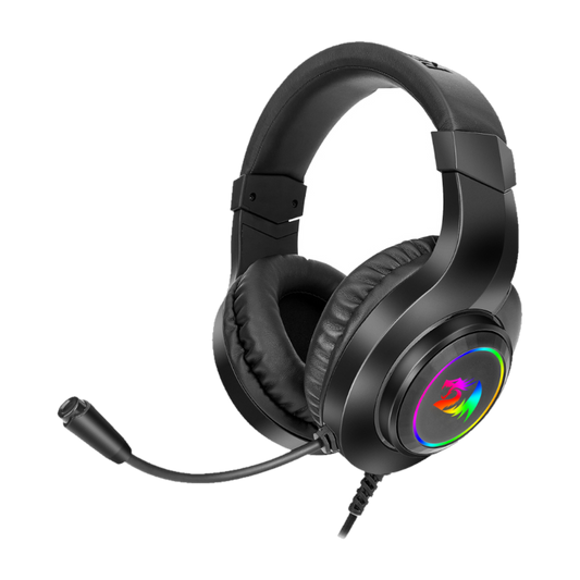 REDRAGON Over-Ear HYLAS Aux (Mic & Headset)|USB (Power Only)  RGB Gaming Headset - Black