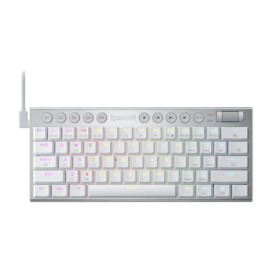 REDRAGON Horus Mini 61Key Red Switch RGB Low Profile Gaming Mechanical Keyboard - White