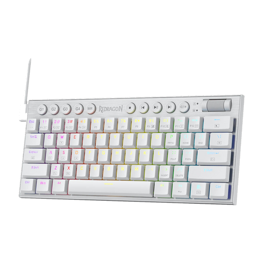 REDRAGON Horus Mini 61Key Red Switch RGB Low Profile Gaming Mechanical Keyboard - White