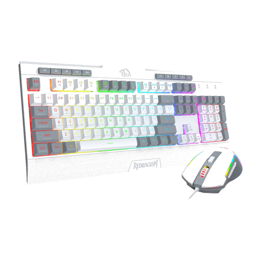Redragon 2in1 Wired Gaming Combo Keyboard |Mouse - White and Gray