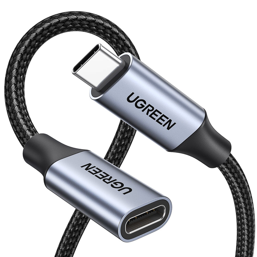 UGREEN USB-C Male to USB-C Female Gen2 Alu Case Braided Extension Cable 1m (Space Gray)