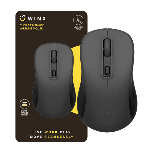 WINX Click Easy 1600DPI 2.4GHz Wireless Mouse - Black